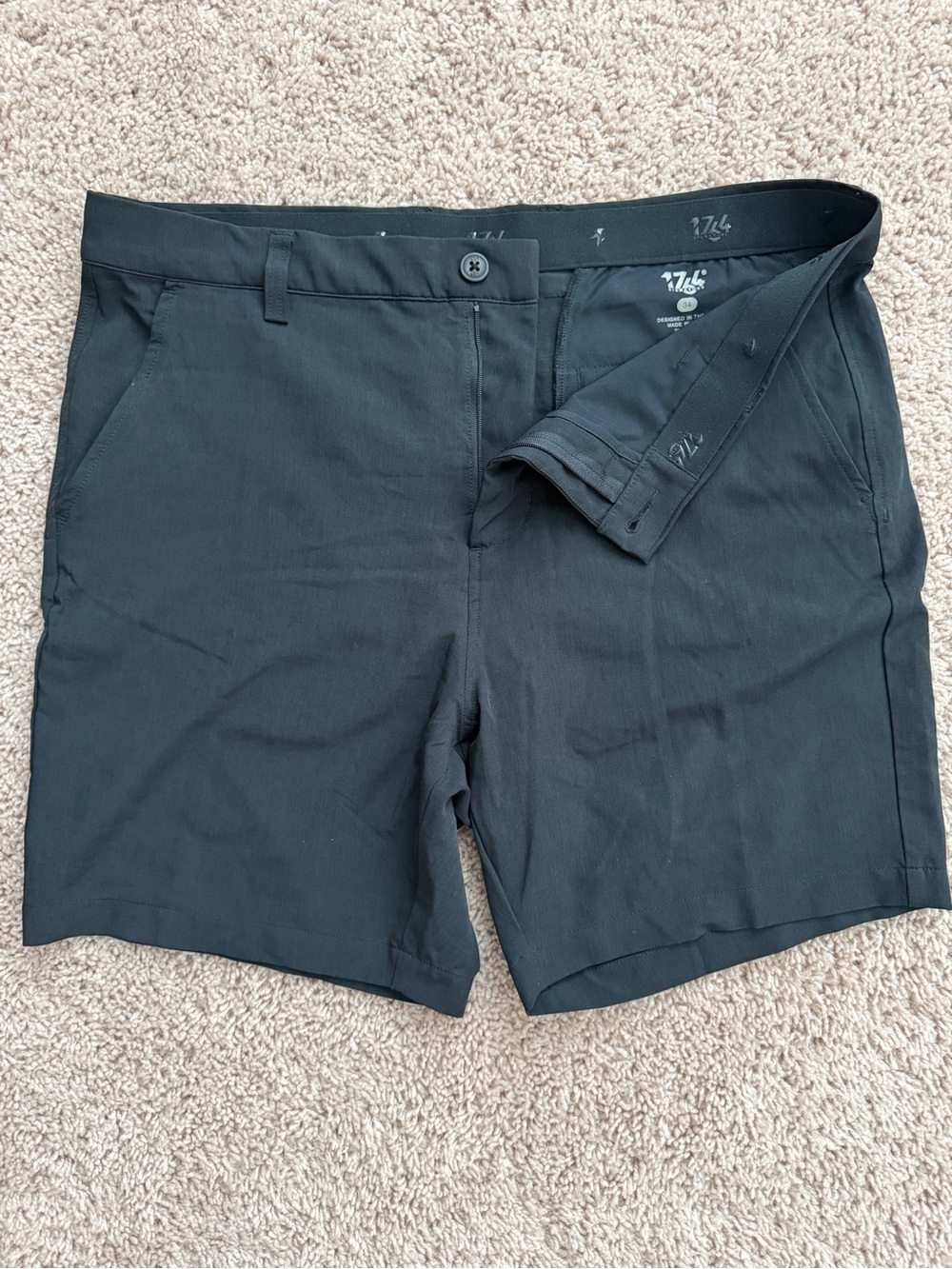 Men's Black Flat-Front Shorts with Stretch